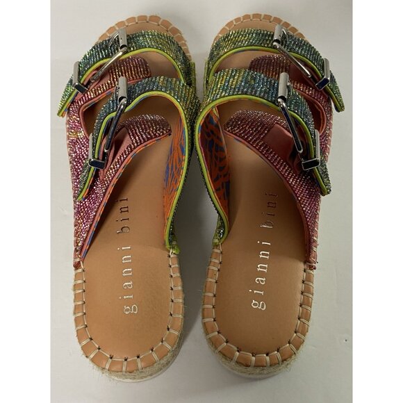 Gianni Bini Rhinestone Platform Sandals Womens Sz 10M Espadrille Double Straps - Picture 8 of 16